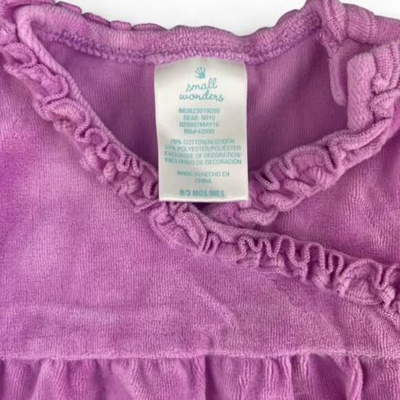 Purple ruffle trim velour top and pants set size 0-3 months - Picture 3 of 4